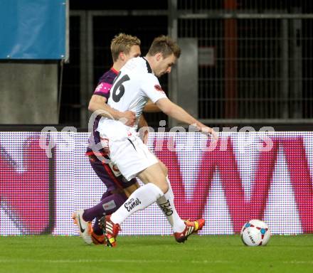 Fussball Bundesliga. RZ Pellets WAC gegen FK Austria Wien. Michael Sollbauer (WAC), Thomas Salamon (Wien). Klagenfurt, 22.2.2014.
Foto: Kuess

---
pressefotos, pressefotografie, kuess, qs, qspictures, sport, bild, bilder, bilddatenbank