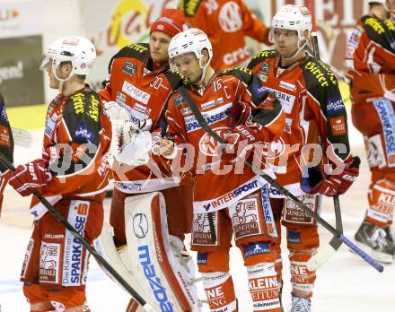 EBEL. Eishockey Bundesliga. KAC gegen Moser Medical Graz 99ers. enttaeuschte KAC Spieler (KAC). Klagenfurt, am 24.2.2014.
Foto: Kuess 

---
pressefotos, pressefotografie, kuess, qs, qspictures, sport, bild, bilder, bilddatenbank