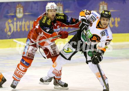 EBEL. Eishockey Bundesliga. KAC gegen Moser Medical Graz 99ers.  Jamie Lundmark,  (KAC), Patrick Coulombe (Graz). Klagenfurt, am 24.2.2014.
Foto: Kuess 

---
pressefotos, pressefotografie, kuess, qs, qspictures, sport, bild, bilder, bilddatenbank