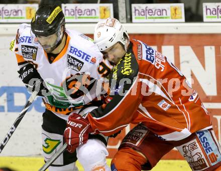 EBEL. Eishockey Bundesliga. KAC gegen Moser Medical Graz 99ers. Tyler Spurgeon,  (KAC),  Joshua Soares (Graz). Klagenfurt, am 24.2.2014.
Foto: Kuess 

---
pressefotos, pressefotografie, kuess, qs, qspictures, sport, bild, bilder, bilddatenbank