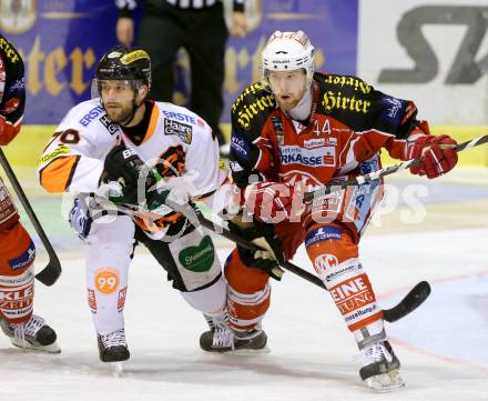 EBEL. Eishockey Bundesliga. KAC gegen Moser Medical Graz 99ers. Markus Pirmann,  (KAC), Mario Scalzo (Graz). Klagenfurt, am 24.2.2014.
Foto: Kuess 

---
pressefotos, pressefotografie, kuess, qs, qspictures, sport, bild, bilder, bilddatenbank