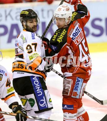 EBEL. Eishockey Bundesliga. KAC gegen Moser Medical Graz 99ers. David Schuller, (KAC), Joshua Soares  (Graz). Klagenfurt, am 24.2.2014.
Foto: Kuess 

---
pressefotos, pressefotografie, kuess, qs, qspictures, sport, bild, bilder, bilddatenbank