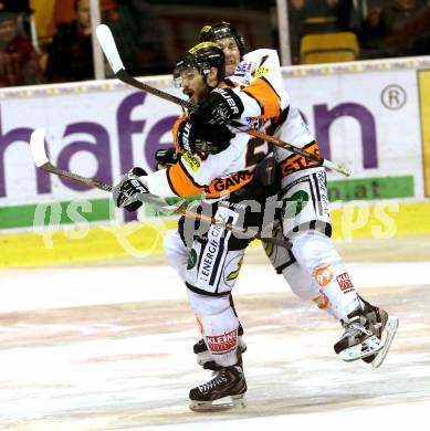 EBEL. Eishockey Bundesliga. KAC gegen Moser Medical Graz 99ers. Torjubel Mario Lemieux, Manuel Ganahl (Graz). Klagenfurt, am 24.2.2014.
Foto: Kuess 

---
pressefotos, pressefotografie, kuess, qs, qspictures, sport, bild, bilder, bilddatenbank