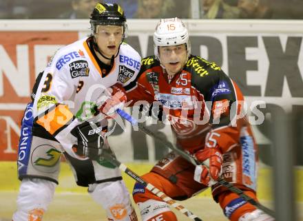 EBEL. Eishockey Bundesliga. KAC gegen Moser Medical Graz 99ers. David Schuller, (KAC), Andreas Wiedergut  (Graz). Klagenfurt, am 24.2.2014.
Foto: Kuess 

---
pressefotos, pressefotografie, kuess, qs, qspictures, sport, bild, bilder, bilddatenbank