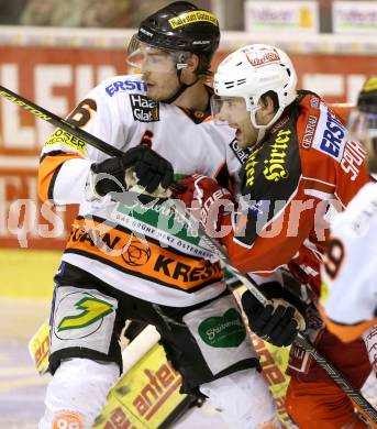 EBEL. Eishockey Bundesliga. KAC gegen Moser Medical Graz 99ers. Tyler Spurgeon, (KAC),  Stefan Lassen (Graz). Klagenfurt, am 24.2.2014.
Foto: Kuess 

---
pressefotos, pressefotografie, kuess, qs, qspictures, sport, bild, bilder, bilddatenbank