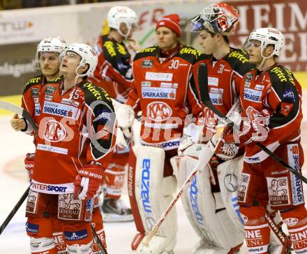 EBEL. Eishockey Bundesliga. KAC gegen Moser Medical Graz 99ers.  enttaeuschte KAC Spieler (KAC). Klagenfurt, am 24.2.2014.
Foto: Kuess 

---
pressefotos, pressefotografie, kuess, qs, qspictures, sport, bild, bilder, bilddatenbank