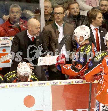 EBEL. Eishockey Bundesliga. KAC gegen Moser Medical Graz 99ers.  Trainer Christer Olsson, Johannes Kirisits (KAC). Klagenfurt, am 24.2.2014.
Foto: Kuess 

---
pressefotos, pressefotografie, kuess, qs, qspictures, sport, bild, bilder, bilddatenbank