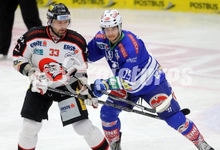 EBEL. Eishockey Bundesliga. EC VSV gegen HC Orli Znojmo. Stefan Bacher, (VSV), Peter Pucher (Znaim). Villach, am 26.2.2014.
Foto: Kuess 


---
pressefotos, pressefotografie, kuess, qs, qspictures, sport, bild, bilder, bilddatenbank