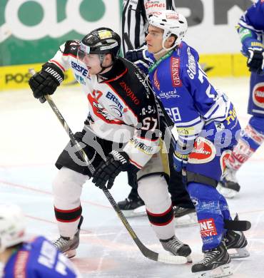 EBEL. Eishockey Bundesliga. EC VSV gegen HC Orli Znojmo. Marius Goehringer, (VSV), Ondrej Fiala (Znaim). Villach, am 26.2.2014.
Foto: Kuess 


---
pressefotos, pressefotografie, kuess, qs, qspictures, sport, bild, bilder, bilddatenbank