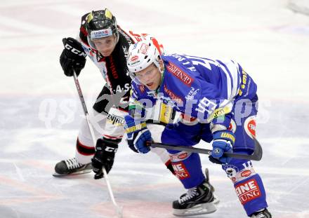 EBEL. Eishockey Bundesliga. EC VSV gegen HC Orli Znojmo. Mario Lamoureux,  (VSV), Jan Seda (Znaim). Villach, am 26.2.2014.
Foto: Kuess 


---
pressefotos, pressefotografie, kuess, qs, qspictures, sport, bild, bilder, bilddatenbank