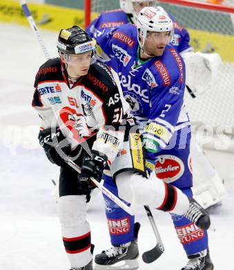 EBEL. Eishockey Bundesliga. EC VSV gegen HC Orli Znojmo. Cole Jarrett,(VSV),   Jan Seda (Znaim). Villach, am 26.2.2014.
Foto: Kuess 


---
pressefotos, pressefotografie, kuess, qs, qspictures, sport, bild, bilder, bilddatenbank