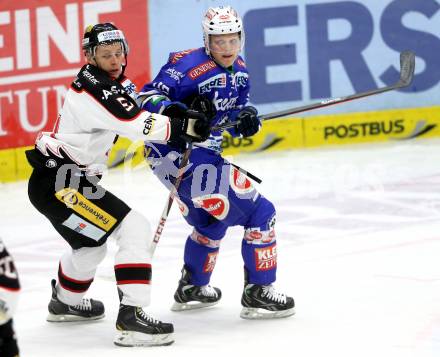 EBEL. Eishockey Bundesliga. EC VSV gegen HC Orli Znojmo. Mario Lamoureux, (VSV), Jan Seda (Znaim). Villach, am 26.2.2014.
Foto: Kuess 


---
pressefotos, pressefotografie, kuess, qs, qspictures, sport, bild, bilder, bilddatenbank