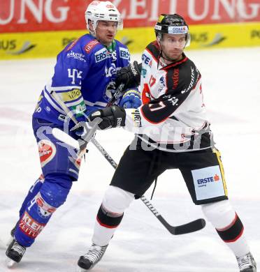 EBEL. Eishockey Bundesliga. EC VSV gegen HC Orli Znojmo. Curtis Fraser, (VSV), Juraj Sykora (Znaim). Villach, am 26.2.2014.
Foto: Kuess 


---
pressefotos, pressefotografie, kuess, qs, qspictures, sport, bild, bilder, bilddatenbank