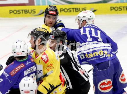 EBEL. Eishockey Bundesliga. EC VSV gegen UPC Vienna Capitals. Curtis Fraser, (VSV), Michael Schiechl  (Vienna). Villach, am 28.2.2014.
Foto: Kuess 


---
pressefotos, pressefotografie, kuess, qs, qspictures, sport, bild, bilder, bilddatenbank