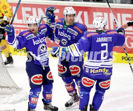 EBEL. Eishockey Bundesliga. EC VSV gegen UPC Vienna Capitals. torjubel Brock McBride, Eric Hunter (VSV). Villach, am 28.2.2014.
Foto: Kuess 


---
pressefotos, pressefotografie, kuess, qs, qspictures, sport, bild, bilder, bilddatenbank