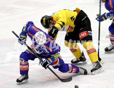 EBEL. Eishockey Bundesliga. EC VSV gegen UPC Vienna Capitals. Mario Lamoureux,  (VSV), Jonathan Ferland (Vienna). Villach, am 28.2.2014.
Foto: Kuess 


---
pressefotos, pressefotografie, kuess, qs, qspictures, sport, bild, bilder, bilddatenbank