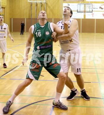 Basketball 2. Bundesliga. WSG Raiffeisem Radenthein gegen BK Mattersburg. Lovro Hren, (Radenthein), Corey Hallett  (Mattersburg). Radenthein, 1.3.2014.
Foto: Kuess

---
pressefotos, pressefotografie, kuess, qs, qspictures, sport, bild, bilder, bilddatenbank