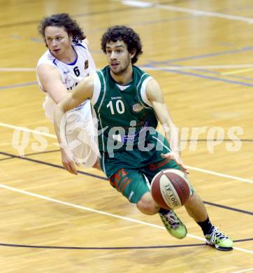 Basketball 2. Bundesliga. WSG Raiffeisem Radenthein gegen BK Mattersburg. Jaka Zupan, (Radenthein), Jan Nicoli  (Mattersburg). Radenthein, 1.3.2014.
Foto: Kuess

---
pressefotos, pressefotografie, kuess, qs, qspictures, sport, bild, bilder, bilddatenbank