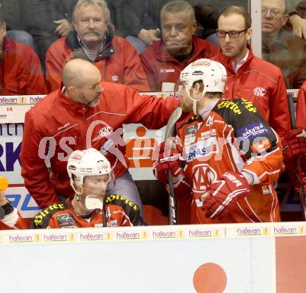 EBEL. Eishockey Bundesliga. KAC gegen HC TWK Innsbruck, Die Haie. Markus Pirmann, Christer Olsson (KAC). Klagenfurt, am 2.3.2014.
Foto: Kuess 

---
pressefotos, pressefotografie, kuess, qs, qspictures, sport, bild, bilder, bilddatenbank