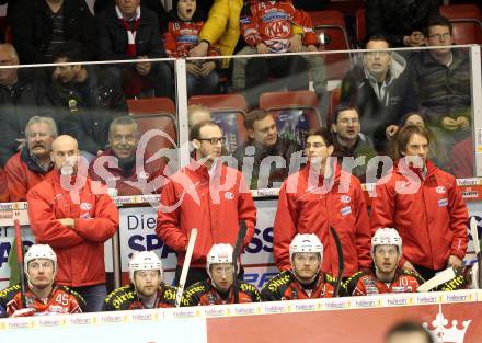 EBEL. Eishockey Bundesliga. KAC gegen HC TWK Innsbruck, Die Haie. Christer Olsson, Johannes Kirisits, Pierre Beaulieu, Dieter Kalt (KAC). Klagenfurt, am 2.3.2014.
Foto: Kuess 

---
pressefotos, pressefotografie, kuess, qs, qspictures, sport, bild, bilder, bilddatenbank