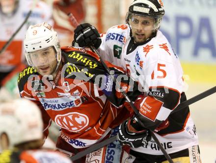 EBEL. Eishockey Bundesliga. KAC gegen HC TWK Innsbruck, Die Haie. Tyler Spurgeon, (KAC), Lukas Jurik  (Innsbruck). Klagenfurt, am 2.3.2014.
Foto: Kuess 

---
pressefotos, pressefotografie, kuess, qs, qspictures, sport, bild, bilder, bilddatenbank