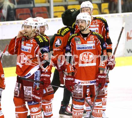 EBEL. Eishockey Bundesliga. KAC gegen HC TWK Innsbruck, Die Haie. Enttaeuscht  Jamie Lundmark, Paul Schellander (KAC). Klagenfurt, am 2.3.2014.
Foto: Kuess 

---
pressefotos, pressefotografie, kuess, qs, qspictures, sport, bild, bilder, bilddatenbank