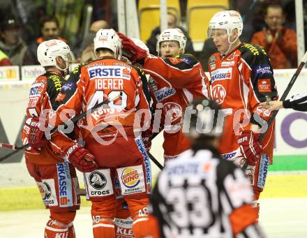 EBEL. Eishockey Bundesliga. KAC gegen HC TWK Innsbruck, Die Haie. torjubel (KAC). Klagenfurt, am 2.3.2014.
Foto: Kuess 

---
pressefotos, pressefotografie, kuess, qs, qspictures, sport, bild, bilder, bilddatenbank