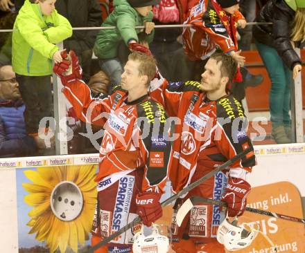 EBEL. Eishockey Bundesliga. KAC gegen HC TWK Innsbruck, Die Haie. Enttaeuscht Jamie Lundmark, Manuel Geier (KAC). Klagenfurt, am 2.3.2014.
Foto: Kuess 

---
pressefotos, pressefotografie, kuess, qs, qspictures, sport, bild, bilder, bilddatenbank