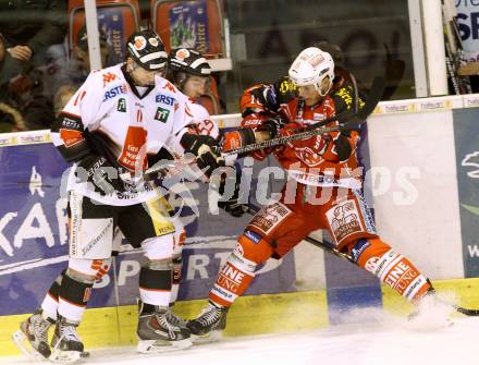 EBEL. Eishockey Bundesliga. KAC gegen HC TWK Innsbruck, Die Haie. Stefan Geier, (KAC), Alexander Hoeller, Shane Sims  (Innsbruck). Klagenfurt, am 2.3.2014.
Foto: Kuess 

---
pressefotos, pressefotografie, kuess, qs, qspictures, sport, bild, bilder, bilddatenbank