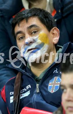 Fussball Laenderspiel. Oesterreich gegen Uruguay. Fans (Uruguay). Klagenfurt, 5.3.2014.
Foto: Kuess

---
pressefotos, pressefotografie, kuess, qs, qspictures, sport, bild, bilder, bilddatenbank