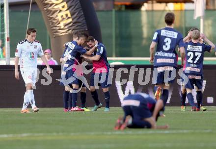 Fussball Bundesliga. RZ Pellets WAC gegen FC Admira Wacker Moedling. Torjubel  (Admira). Klagenfurt, 8.3.2014.
Foto: Kuess

---
pressefotos, pressefotografie, kuess, qs, qspictures, sport, bild, bilder, bilddatenbank