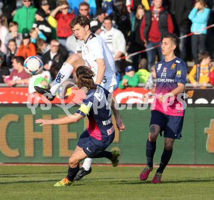 Fussball Bundesliga. RZ Pellets WAC gegen FC Admira Wacker Moedling. Christian Falk,  (WAC), Richard Windbichler (Admira). Klagenfurt, 8.3.2014.
Foto: Kuess

---
pressefotos, pressefotografie, kuess, qs, qspictures, sport, bild, bilder, bilddatenbank