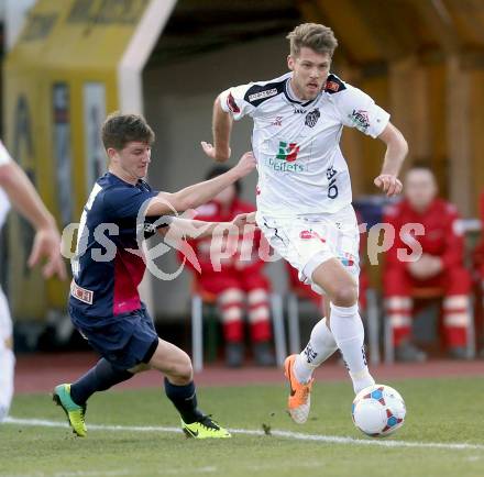 Fussball Bundesliga. RZ Pellets WAC gegen FC Admira Wacker Moedling. Boris HUettenbrenner,  (WAC), Stephan Auer (Admira). Klagenfurt, 8.3.2014.
Foto: Kuess

---
pressefotos, pressefotografie, kuess, qs, qspictures, sport, bild, bilder, bilddatenbank