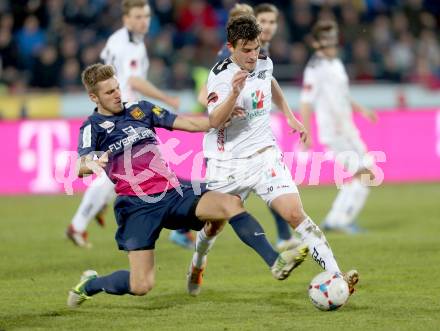 Fussball Bundesliga. RZ Pellets WAC gegen FC Admira Wacker Moedling. Stefan Schwendinger, (WAC), Thorsten Schick  (Admira). Klagenfurt, 8.3.2014.
Foto: Kuess

---
pressefotos, pressefotografie, kuess, qs, qspictures, sport, bild, bilder, bilddatenbank