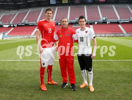 Fussball. Laenderspiel Oesterreich gegen Uruguay. Pressekonferenz Oesterreichischer Fussballverband.  Sebastian Proedl, Marcel Koller, Zlatko Junuzovic. Klagenfurt, 3.3.2013.
Foto: Kuess

---
pressefotos, pressefotografie, kuess, qs, qspictures, sport, bild, bilder, bilddatenbank