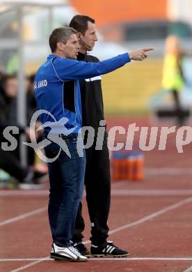 Fussball Bundesliga. RZ Pellets WAC gegen FC Admira Wacker Moedling. Trainer Dietmar Kuehbauer, Vierter Offizieller Alexander Harkam (WAC). Klagenfurt, 8.3.2014.
Foto: Kuess

---
pressefotos, pressefotografie, kuess, qs, qspictures, sport, bild, bilder, bilddatenbank