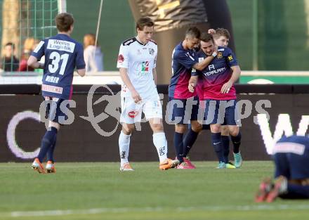 Fussball Bundesliga. RZ Pellets WAC gegen FC Admira Wacker Moedling. Torjubel  (Admira). Klagenfurt, 8.3.2014.
Foto: Kuess

---
pressefotos, pressefotografie, kuess, qs, qspictures, sport, bild, bilder, bilddatenbank