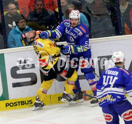 EBEL. Eishockey Bundesliga. EC VSV gegen UPC Vienna Capitals. Scott Hotham, (VSV), Michael Schiechl  (Vienna). Villach, am 9.3.2014.
Foto: Kuess 


---
pressefotos, pressefotografie, kuess, qs, qspictures, sport, bild, bilder, bilddatenbank