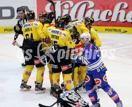 EBEL. Eishockey Bundesliga. EC VSV gegen UPC Vienna Capitals. Torjubel  (Vienna). Villach, am 9.3.2014.
Foto: Kuess 


---
pressefotos, pressefotografie, kuess, qs, qspictures, sport, bild, bilder, bilddatenbank