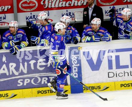 EBEL. Eishockey Bundesliga. EC VSV gegen UPC Vienna Capitals. Torjubel Brock McBride (VSV). Villach, am 9.3.2014.
Foto: Kuess 


---
pressefotos, pressefotografie, kuess, qs, qspictures, sport, bild, bilder, bilddatenbank