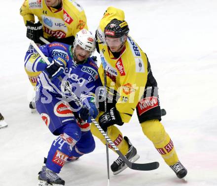 EBEL. Eishockey Bundesliga. EC VSV gegen UPC Vienna Capitals. Curtis Fraser, (VSV), Kris Beech  (Vienna). Villach, am 9.3.2014.
Foto: Kuess 


---
pressefotos, pressefotografie, kuess, qs, qspictures, sport, bild, bilder, bilddatenbank