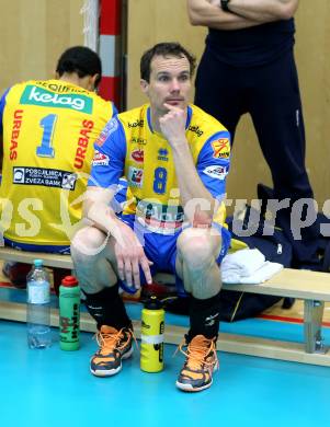 Volleyball MEVZA. Final Four. Finale. SK Aich/Dob gegen ACH Volley Ljubljana. Rok Satler	 (Aich/Dob). Bleiburg, 12.3.2014. 
Foto: Kuess
---
pressefotos, pressefotografie, kuess, qs, qspictures, sport, bild, bilder, bilddatenbank