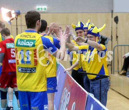 Volleyball MEVZA. Final Four. Finale. SK Aich/Dob gegen ACH Volley Ljubljana. Fans (Aich/Dob). Bleiburg, 12.3.2014. 
Foto: Kuess
---
pressefotos, pressefotografie, kuess, qs, qspictures, sport, bild, bilder, bilddatenbank