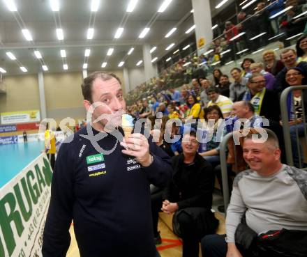 Volleyball MEVZA. Final Four. Finale. SK Aich/Dob gegen ACH Volley Ljubljana. Martin Micheu, Fans (Aich/Dob). Bleiburg, 12.3.2014. 
Foto: Kuess
---
pressefotos, pressefotografie, kuess, qs, qspictures, sport, bild, bilder, bilddatenbank