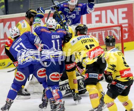 EBEL. Eishockey Bundesliga. EC VSV gegen UPC Vienna Capitals. Torjubel Eric Hunter, Derek Ryan, John Hughes (VSV). Villach, am 14.3.2014.
Foto: Kuess 


---
pressefotos, pressefotografie, kuess, qs, qspictures, sport, bild, bilder, bilddatenbank