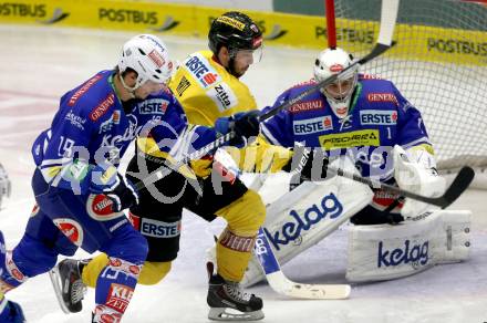 EBEL. Eishockey Bundesliga. EC VSV gegen UPC Vienna Capitals. Stefan Bacher, Jean Philippe Lamoureux, (VSV),  Nikolaus Hartl (Vienna). Villach, am 14.3.2014.
Foto: Kuess 


---
pressefotos, pressefotografie, kuess, qs, qspictures, sport, bild, bilder, bilddatenbank