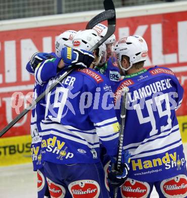 EBEL. Eishockey Bundesliga. EC VSV gegen UPC Vienna Capitals. Torjubel  (VSV). Villach, am 14.3.2014.
Foto: Kuess 


---
pressefotos, pressefotografie, kuess, qs, qspictures, sport, bild, bilder, bilddatenbank