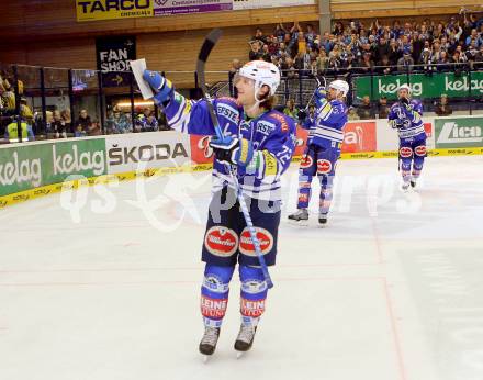 EBEL. Eishockey Bundesliga. EC VSV gegen UPC Vienna Capitals. Jubel John Hughes (VSV). Villach, am 14.3.2014.
Foto: Kuess 


---
pressefotos, pressefotografie, kuess, qs, qspictures, sport, bild, bilder, bilddatenbank