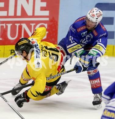 EBEL. Eishockey Bundesliga. EC VSV gegen UPC Vienna Capitals. Mario Altmann, (VSV), Mario Fischer  (Vienna). Villach, am 14.3.2014.
Foto: Kuess 


---
pressefotos, pressefotografie, kuess, qs, qspictures, sport, bild, bilder, bilddatenbank