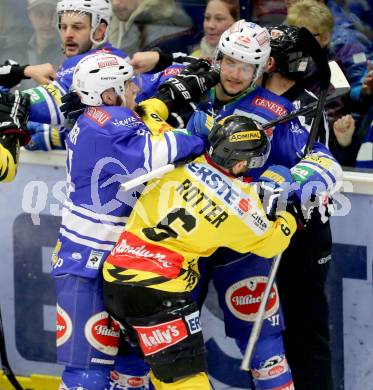 EBEL. Eishockey Bundesliga. EC VSV gegen UPC Vienna Capitals. Markus Peintner, Stefan Bacher,  (VSV), Rafael Rotter (Vienna). Villach, am 14.3.2014.
Foto: Kuess 


---
pressefotos, pressefotografie, kuess, qs, qspictures, sport, bild, bilder, bilddatenbank